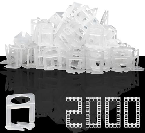 Set di sistemi di livellamento per piastrelle, larghezza delle fughe, strumento di livellamento per piastrelle, semplice ed efficiente per pavimenti e piastrelle (3 mm, 2000 linguette)