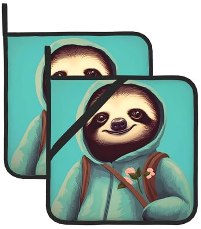 slothful Student Pot Holders Set â€“ Heat Resistant Potholders for Kitchen Handling â€“ Perfect for Baking, Grilling, BBQ, and More