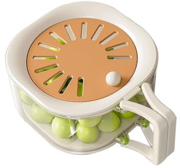 Cuenco de lavado de frutas, cesta de conservación desmontable con mango plegable oculto y tapa para lavar frutas y verduras y almacenamiento fresco