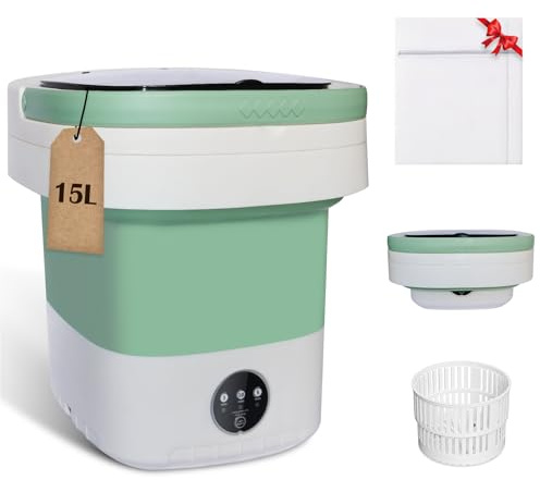 Coziva 15L Große Kapazität Tragbare Waschmaschine, One-Touch-betriebene Mini-Waschmaschine und Trockner Combo für Babykleidung und kleine Gegenstände, leise und geräuschfreie Design-Waschmaschine für