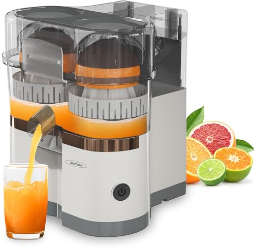 SUNVIVIPRO Dual-Head Electric Citrus Juicer, Plug-in Model Juicer Machine with Cleaning Brush, Portable Lemon Squeezer for Fresh Orange, Lemon, Lime, Kiwi, Grapefruit, Easy to Clean&Use