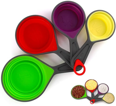 Measuring Cups for Baking, 5pcs Measuring Spoons Cups Measuring Set, Measuring Spoons Sets Silicone Collapsible Kitchen Set for Cooking Measuring Baking Measuring Spoons
