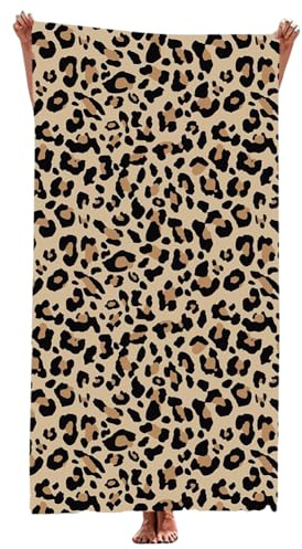 QNUOXEP Leopard Drucken Strandtuch, Leopard Beach Towel, Sandfreie Schnell Trocknende Und Leichte Stranddecke.Badetuch,Für Frauen Und Mädchen, Pool-Handtüche,Großes Format 75 * 150cm