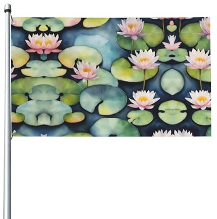Drapeau de jardin avec coussinets de lys noir, drapeau décoratif de longue durée pour extérieur, décoration de vacances
