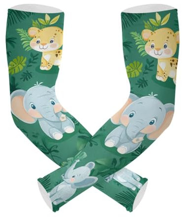 Dwerfsdf Manicotti a compressione per braccia, 1 paio di manicotti a compressione per bambini, protezione solare UV, per giovani, giardino, lavoro, ufficio, animali carini, taglia unica, Come nella