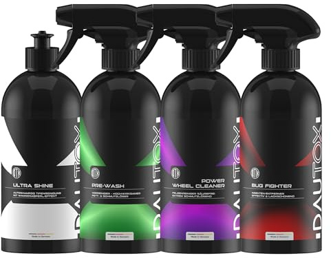 DAUTOX® Auto Reinigungsset – Autopflege Set für Innenraum & Außenbereich | Fahrzeugpflege Komplett- & Startersets | verschiedene Setgrößen (Außenpflege PRO Set | 4-teilig)