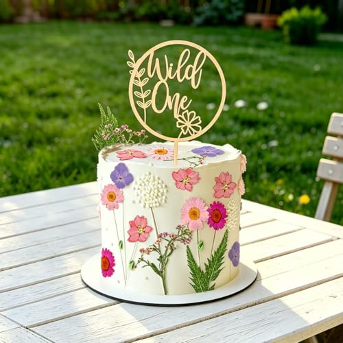 JeVenis Wildflower Cake Toppers Wild One Flower Cake Decor First Birthday Cake Toppers for Floral Wild One Birthday Party Decoration Supplies
