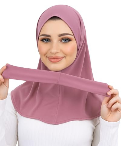 Lamis Hijab - Hijab da donna, senza spilli con bottone a pressione, istantaneo, multi funzione, per donna musulmana velata HE310, Porpora, Taglia unica