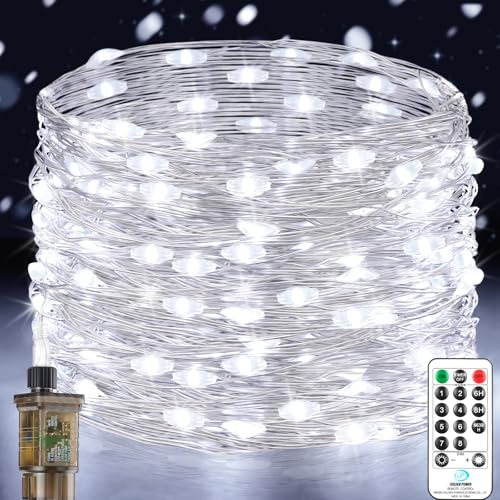 Lichterkette Innen mit Stecker, 23M 200 Lichterkette aus Kupferdraht, Kaltweiß Lichterketten Strom, Wasserdicht Timer 8 Programm für Außen Innen Weihnachten Halloween Hochzeit Garten Party Deko