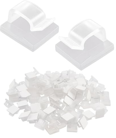 100 Pack Cable Clips Self Adhesive, Transparent Adhesive Cable Clips and Cable Tidy Clips, Wire Holders for Cables, Car Cable Clips, Cable Tacks & Cable Holder for Home Office Use
