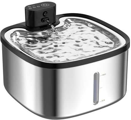 Cat Water Fountain Stainless Steel, 118oz/3.5L Cordless Automatic Pet Water Dispenser for Cats Indoor, with Motion Sensor, Ultra Quiet Pump, Rechargeable & Multi-Filtration (Silver)