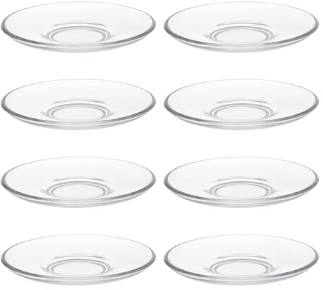 FIXOSHEE Juego De 8 Platillos Platillos De Vidrio Transparente Para Tazas De Té Posavasos Platos De Vidrio Transparente Para Tazas De Té Platos Pequeños Para Café
