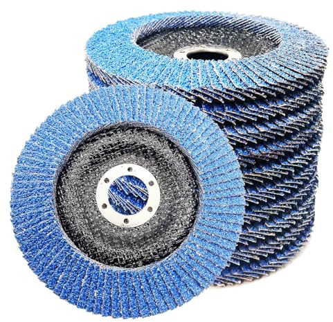 Zelihrdu 10pcs Discos de Láminas Lijadoras 125 Metal Abrasivos T29 para Amoladora Angular, Corindón De Circonio Azul para Quitar Desbarbos Óxido Pulido Acabado Acero INOX Hierro Madera (Grano 60)