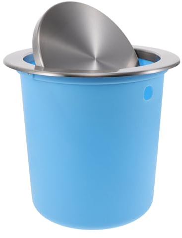 LOLIPPYY Cubo de Basura Empotrado para Encimera Tapa Abatible de Acero Inoxidable y Plástico Capacidad Grande Papelera Integrada para Cocina y Baño Ahorro de Espacio y Apertura Suave