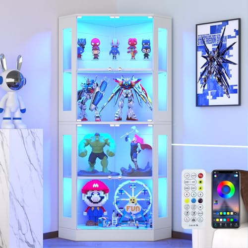 VOWNER Eck-Vitrine 165cm mit LED-Beleuchtung & Intelligente Sensorik