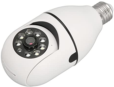Qudinip Telecamera di Sicurezza a Bulbo, Telecamera di Sorveglianza Domestica Intelligente Panoramica Wireless 1080P a 360 Gradi con Rilevamento del Movimento e Citofono Vocale