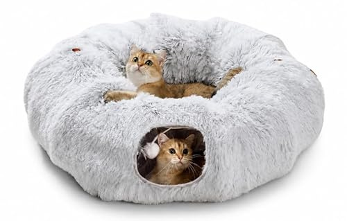 Tierschatz Katzentunnel, Katzenspielzeug für Indoor-Katzen, Weiches Katzenbett, Großer Katzentunnel mit Zwei Eingängen Katzenhöhle, Geeignet für Katze
