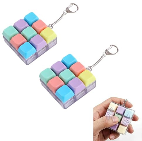 AYZDJ Pack de 2 Juguetes Fidget Teclado de 9 Teclas – Fidgets Anti-Estrés con Interruptores Clickeables, Teclado Portátil Llavero para TDAH y Ansiedad, Juguete de Escritorio Divertido para