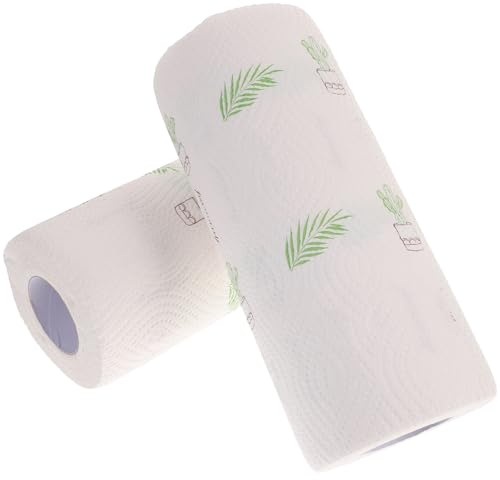 Tofficu 2 Rouleaux Lingette Cuisine Imprimée Lingette Nettoyante Anti-graisse Absorbante Cuisine Ménage