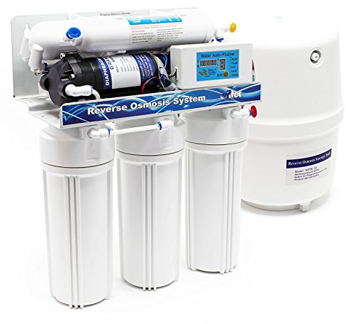 Naturewater NW-RO50-D1 omvänd osmos system 190 l/dag, 5-stegs dricksvatten filtreringssystem, osmossystem med pump för tryckökning