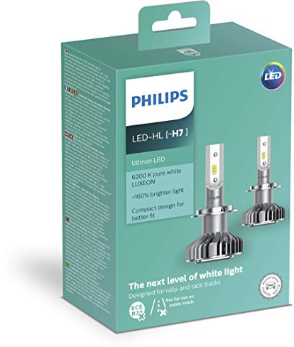 Philips 11972ULWX2 Ultinon LED Ampoule de Phare Automobile (H7), 6.200K, Set de 2 | Set de 2