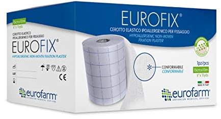 Eurofix mt 10 x cm 15 - Cerotto Adesivo per Fissaggio in TNT, Morbido e ipoallergenico
