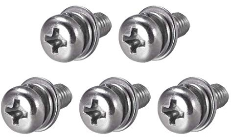 M5 x 16 mm Edelstahl Phillips mit Zylinderkopfschrauben kombinierbar mit Federring und flachen Unterlegscheiben, 5 Stück