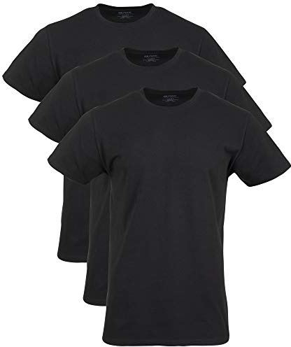 Gildan Men's Cotton Stretch T-Shirts, Multipack, Black Soot (Crew 3-Pack), X-Large