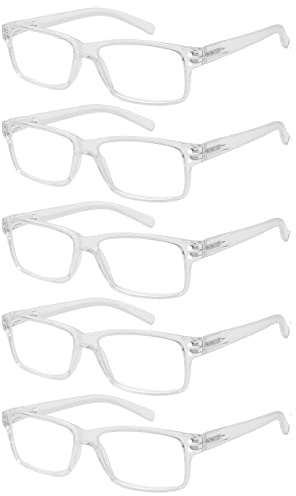 Eyekepper 5er Pack Lesebrille für Männer Federscharniere Klassische Lesebrille Klarer Rahmen +1,25