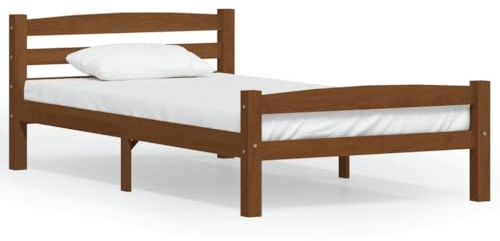 vidaXL Kiefernholz Massiv Bettgestell Holzbett Futonbett Bett Einzelbett Massivholzbett Bettrahmen Lattenrost Schlafzimmerbett Honigbraun 100x200cm