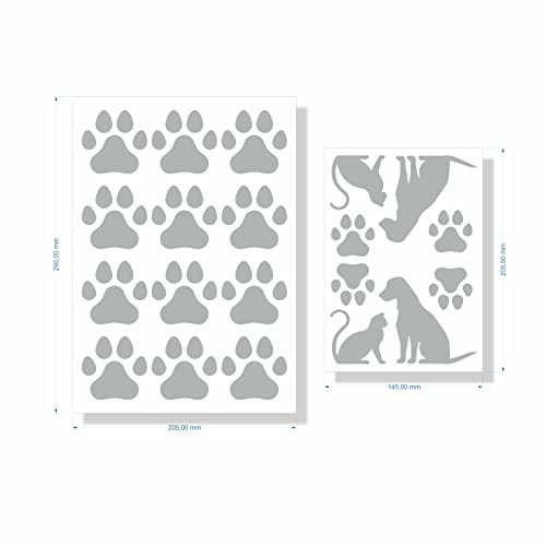 beihaasnatuerlich® 18er Set Hunde Pfoten + Katze Silhouette, wasserfeste Aufkleber Hundepfoten, Pfötchen, Sticker für Auto, Motorrad, Wohnwagen, Wand, Laptop, Möbel