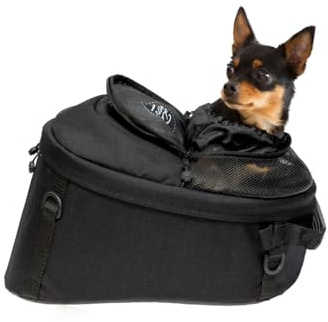 DEEMEED Pet Bag Motorrad Tasche für Hunde (2-36 kg), wasserdicht, tragbar, dreifach belüftet, Gepäckablage oder Sitz, aus Cordura (HYBRID)