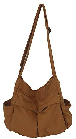 Damen Herren Crossbody Umhängetasche Große Hobo-Tasche mit mehreren Taschen Canvas Messenger Tote Bag für Damen und Herren