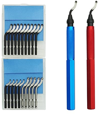 VASTOOLS Entgrater, Handentgrater für Kunststoff, Metall, Edelstahl,Stahl, Kupfer, Aluminium und 3D Druck, 22 Unterschiedlichen Klingen für Verschiedene Bohrungen,Runde Löcher,Innen-Kanten…