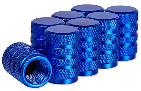 Tappo valvola in Alluminio, 4 pezzi, in Blu, tappi copripolvere con guarnizione per valvole auto, moto, rimorchi, biciclette, tappi per auto, tappino bici, cappuccio valvola, tappi pneumatici auto