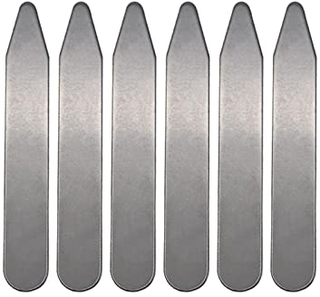 LOVIVER Set mit 6 Kragenstäbchen, exquisit, knitterfrei, glatte Kanten, Metall, mehrere Größenoptionen, einzigartig für die Arbeit, Uniform, Damen, Herren, 70 mm x 10 mm x 0,8 mm