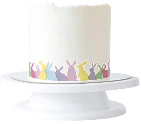 Tortenband Osterhasen pastell essbar- 4 Stück á 24cm x 5cm passend für Torten bis 30 cm zum mitessen - kreative Dekoration für Torten