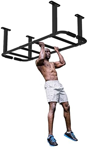Steel wall mounted pull-up bar climbing frame, Home gym upper body arm strength training core training fitness equipment (Color : Black)