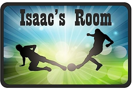 Silhouette Footballers Kids Bedroom Door Sign Personalised For You - Any Name! Door Plaque,Girls/Boys,Nursery,Decor,Kids Room,Football