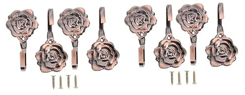 Warmhm 8sätze Metallische Vorhanghalter Mit Rosen-Design Teiliges Dekorative Wandhaken Für Vorhänge Elegant Und Kreativ Für Wohn Und Büroräume Rosenrot Vielseitig Einsetzbar