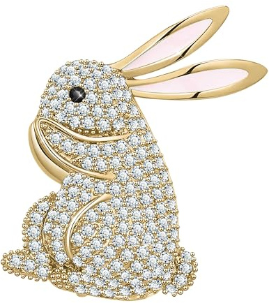 KristLand Mode Kaninchen Brosche mit funkelndem Zirkonia Stein Tier Brosche Pin Art Deco niedliche Bunny Brosche Pin Party Geburtstag Ostern Geschenke für Frauen Männer