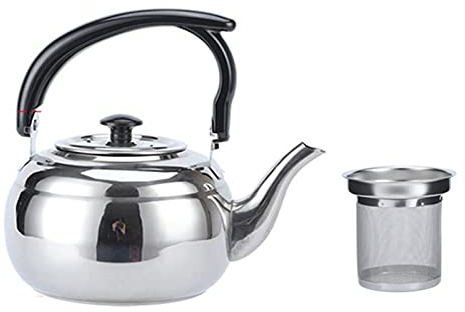 Tetera clásica Tetera pequeña de 1L Tetera de agua hirviendo de acero inoxidable espesada con filtro Tetera de hotel Cocina de inducción Tetera delicada Tetera Tetera