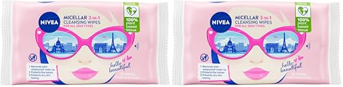 NIVEA MicellAIR SKIN BREATHE Biodegradable Make-Up Remover Wipes (25 Sheets), Makeup Remover Micellar Wipes, Biodegradable Wipes, Face Wipes Makeup Remover (Pack of 2)
