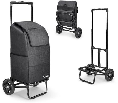 KEDSUM 2 in 1 Shopping Carts for Groceries, 330 lbs Grocery Cart on Wheels, Foldable Utility Carts with Wheels, Hand Truck with Waterproof Tote Bag for Shopping, School, Laundry, Craft Show, Black