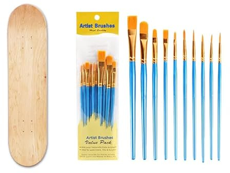 Sollee Blank Double Concave Skateboards 8 Layer Plain Skateboard Deck Blank Skateboard Deck für Kunst Skateboard Deck mit 10 Pinsel für Kunst Malerei Wall Display