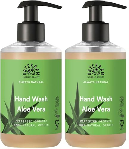 URTEKRAM - Savon Liquide pour les Mains avec Aloe Vera - Régénère, Hydrate, avec Parfum d'Orange - 380 ml (Lot de 2)