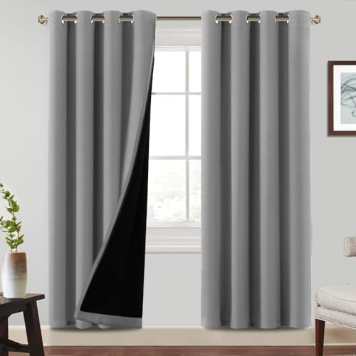 BellaHills Tende termiche 100%, protezione freddo, soggiorno, grigio tortora, opache, set 2 pezzi, 240x140 cm, camera da letto, Blackout Curtains