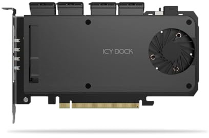 ICY Dock 4-Bay M.2 NVMe SSD to PCIe 5.0 x16 Removable Frame Enclosure/Adapter Card for PCIe Expansion Slot (PCIe Bifurcation Required) - ExpressSlot Slide MB204MP-B