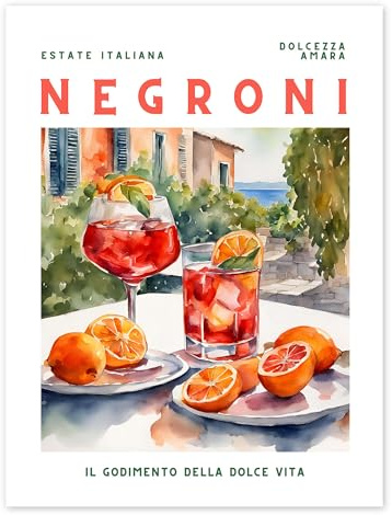 Negroni - Estate Italiana Poster av Ohkimiko 50 x 70 cm Tavlor Väggdekoration