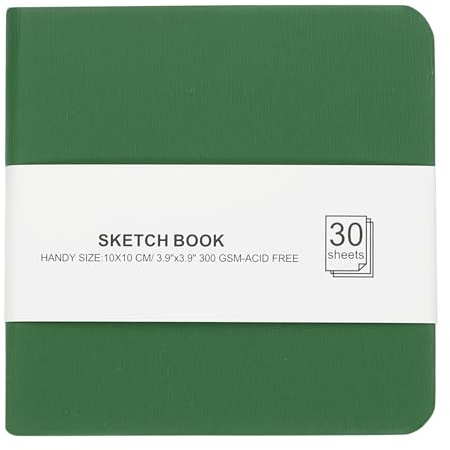 PATIKIL 4x4 Watercolor Paper Sketchbook, 30 Sheet 300GSM/203lb Acid Free Watercolor Journal Hardcover Artists Paper Pads for Painting, Dark Green